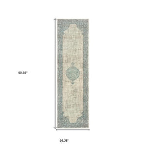 Homeroots 10' Ivory Oriental Power Loom Area Rug - Stylish, Stain Resistant, Perfect For Family Spaces & Decor 8' Runner Polypropylene 575876
