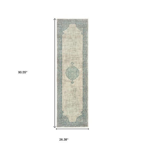 Homeroots 10' Ivory Oriental Power Loom Area Rug - Stylish, Stain Resistant, Perfect For Family Spaces & Decor 8' Runner Polypropylene 575876
