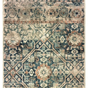 Homeroots 5' Blue Geometric Power Loom Area Rug - Stain Resistant, Stylish Design For Homes With Kids & Pets 8' Runner Polypropylene 575878