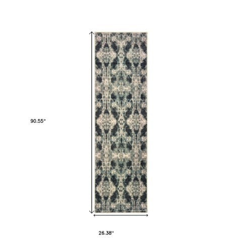 Homeroots 4' Enhance Your Space With A Stylish Gray Abstract Area Rug – Stain Resistant & Soft Texture! 8' Runner Polypropylene 575880