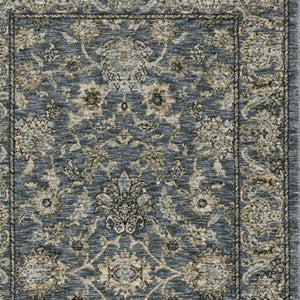 Homeroots 5' Elegant Beige And Blue Oriental Area Rug With Fringe - Stain Resistant And Timeless Design 8' Runner Polyester 575881