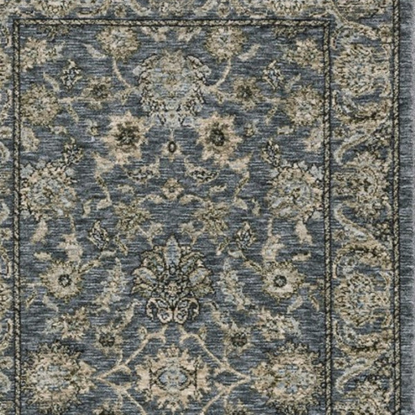 Homeroots 5' Elegant Beige And Blue Oriental Area Rug With Fringe - Stain Resistant And Timeless Design 8' Runner Polyester 575881
