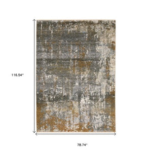 Homeroots 3' Gray Abstract Area Rug With Fringe - Stain Resistant Design For Stylish Home Décor And Comfort 7' X 10' Polyester 575883