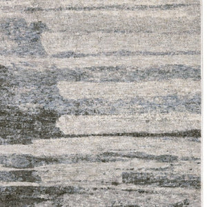 Homeroots 3' Gray Abstract Power Loom Area Rug With Fringe - Stylish, Stain-resistant Design For Any Decor 7' X 10' Polyester 575884