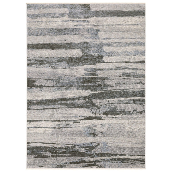 HomeRoots 3' Gray and Ivory Abstract Area Rug with Tassel Fringe - Modern Design for Stylish Spaces 7' X 10' 575884