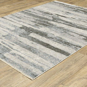 Homeroots 3' Gray Abstract Power Loom Area Rug With Fringe - Stylish, Stain-resistant Design For Any Decor 7' X 10' Polyester 575884