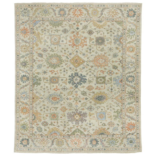 Homeroots 2' Hand Knotted Beige And Green Wool Oriental Area Rug With Fringe For Timeless Home Elegance 6' X 9' Wool 575892