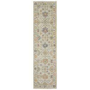 HomeRoots 2' Hand Knotted Wool Oriental Area Rug in Beige and Green – Timeless Charm for Small Spaces 10' Runner 575893