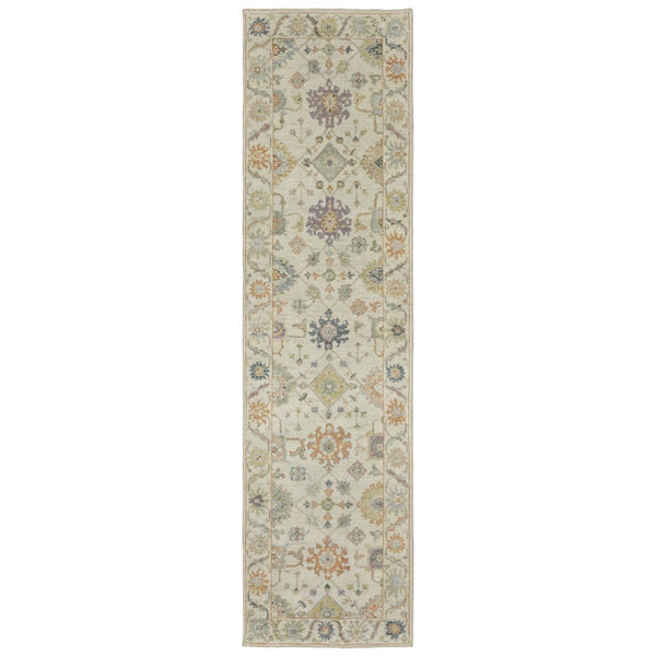 HomeRoots 2' Hand Knotted Wool Oriental Area Rug in Beige and Green – Timeless Charm for Small Spaces 10' Runner 575893