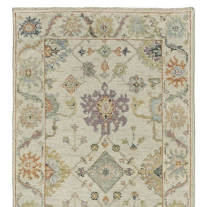 Homeroots 2' Hand Knotted Beige And Green Wool Oriental Area Rug With Fringe For Timeless Home Elegance 10' Runner Wool 575893