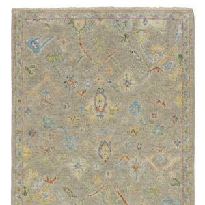 Homeroots 2' Hand Knotted Gray Blue And Yellow Wool Oriental Area Rug With Stylish Fringe For Home Decor 10' Runner Wool 575895