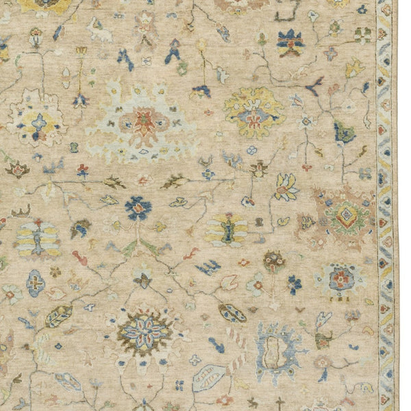 Homeroots 2' Beige Blue And Yellow Hand Knotted Wool Oriental Area Rug With Elegant Fringe For Timeless Decor 6' X 9' Wool 575896