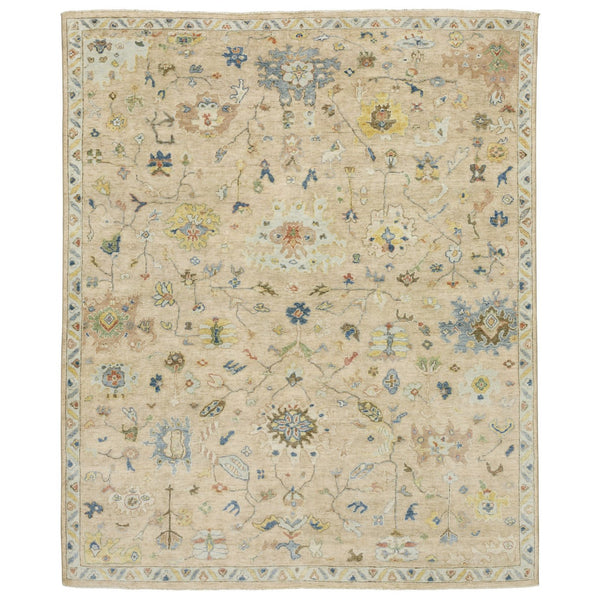 Homeroots 2' Beige Blue And Yellow Hand Knotted Wool Oriental Area Rug With Elegant Fringe For Timeless Decor 6' X 9' Wool 575896