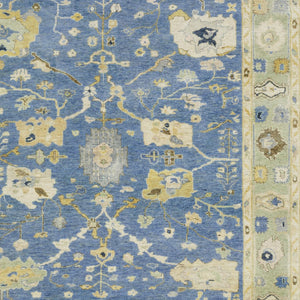 Homeroots 2' Hand Knotted Blue Wool Oriental Area Rug With Fringe - Unique Artisan Design For Cozy Elegance 6' X 9' Wool 575898