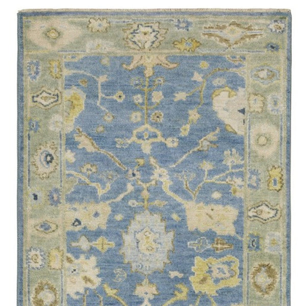 Homeroots 2' Hand Knotted Blue Wool Oriental Area Rug With Fringe - Unique Artisan Design For Cozy Elegance 10' Runner Wool 575899