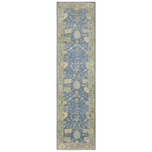 Homeroots 2' Hand Knotted Blue Wool Oriental Area Rug With Fringe - Unique Artisan Design For Cozy Elegance 10' Runner Wool 575899