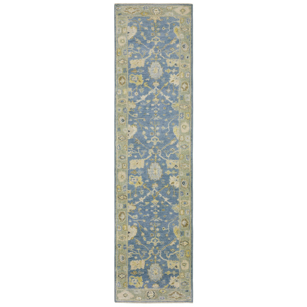 Homeroots 2' Hand Knotted Blue Wool Oriental Area Rug With Fringe - Unique Artisan Design For Cozy Elegance 10' Runner Wool 575899