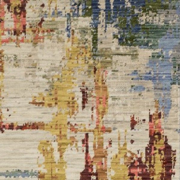 Homeroots 2' Abstract Beige And Orange Area Rug With Fringe – Stylish Decor For Any Room – Timeless Elegance 12' Runner Wool Blend 575900