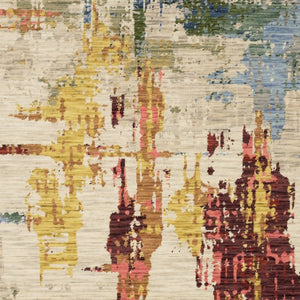 Homeroots 2' Abstract Beige And Orange Area Rug With Fringe – Stylish Decor For Any Room – Timeless Elegance 7' X 10' Wool Blend 575901