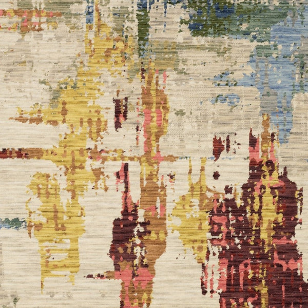 Homeroots 2' Abstract Beige And Orange Area Rug With Fringe – Stylish Decor For Any Room – Timeless Elegance 7' X 10' Wool Blend 575901