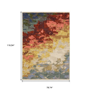 Homeroots 2' Beige Abstract Area Rug With Fringe – Stylish, Comfortable, And Perfect For Any Home Decor 7' X 10' Wool Blend 575907