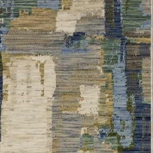 Homeroots 2' Blue Abstract Area Rug With Fringe - Stylish Design For Comfort And Warmth In Any Space 12' Runner Wool Blend 575908