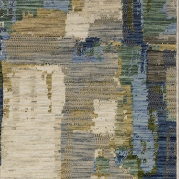 Homeroots 2' Blue Abstract Area Rug With Fringe - Stylish Design For Comfort And Warmth In Any Space 12' Runner Wool Blend 575908