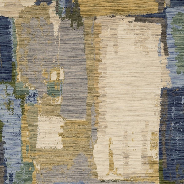 Homeroots 2' Blue Abstract Area Rug With Fringe - Stylish Design For Comfort And Warmth In Any Space 7' X 10' Wool Blend 575909