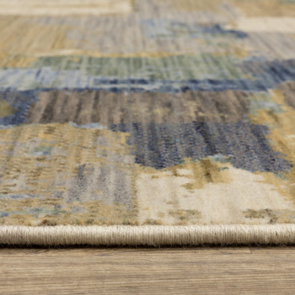 Homeroots 2' Blue Abstract Area Rug With Fringe - Stylish Design For Comfort And Warmth In Any Space 7' X 10' Wool Blend 575909