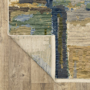 Homeroots 2' Blue Abstract Area Rug With Fringe - Stylish Design For Comfort And Warmth In Any Space 7' X 10' Wool Blend 575909
