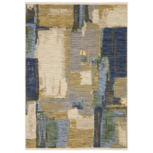 Homeroots 2' Blue Abstract Area Rug With Fringe - Stylish Design For Comfort And Warmth In Any Space 7' X 10' Wool Blend 575909