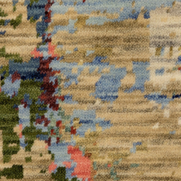 Homeroots 2' Beige Red And Blue Abstract Area Rug With Fringe - Add Warmth And Style To Your Living Space 7' X 10' Wool Blend 575911