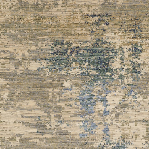 Homeroots 2' Stylish Beige And Blue Abstract Area Rug With Fringe For A Chic And Cozy Home Décor Touch 7' X 10' Wool Blend 575913