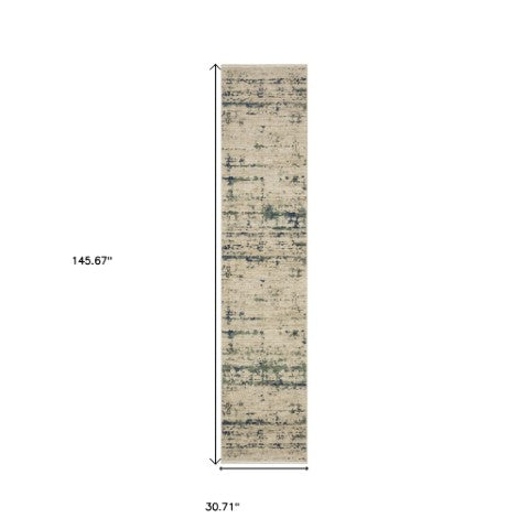 Homeroots 2' Beige Abstract Area Rug With Fringe - Artistic Touch For Your Living Space, Perfectly Chic Design 12' Runner Wool Blend 575914