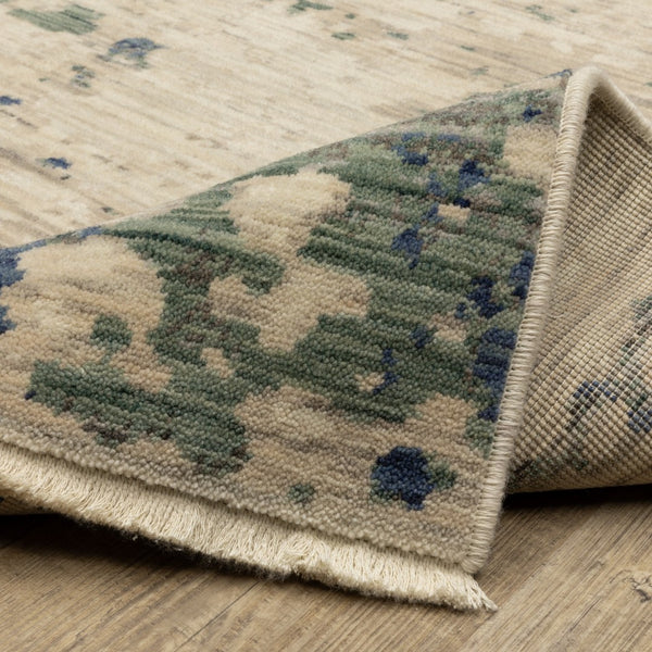 Homeroots 2' Beige Abstract Area Rug With Fringe - Artistic Touch For Your Living Space, Perfectly Chic Design 12' Runner Wool Blend 575914