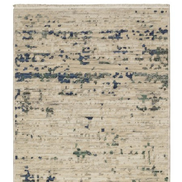 Homeroots 2' Beige Abstract Area Rug With Fringe - Artistic Touch For Your Living Space, Perfectly Chic Design 12' Runner Wool Blend 575914