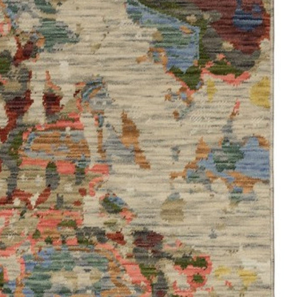 Homeroots 2' Stylish Beige And Red Abstract Area Rug With Fringe - Perfect Accent For Any Room Decor 12' Runner Wool Blend 575916