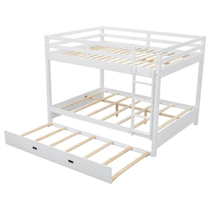 English Elm Wood Queen Size Bunk Bed With Trundle & Ladder – Stylish Space-Saving Solution For All Ages! N7090004008K-GIGA