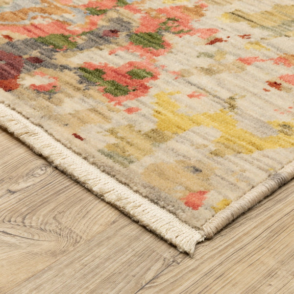 Homeroots 2' Stylish Beige And Red Abstract Area Rug With Fringe - Perfect Accent For Any Room Decor 7' X 10' Wool Blend 575917