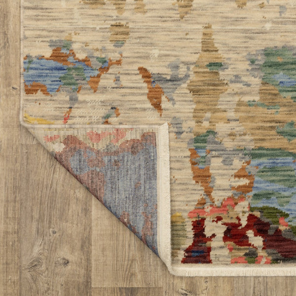 Homeroots 2' Stylish Beige And Red Abstract Area Rug With Fringe - Perfect Accent For Any Room Decor 7' X 10' Wool Blend 575917