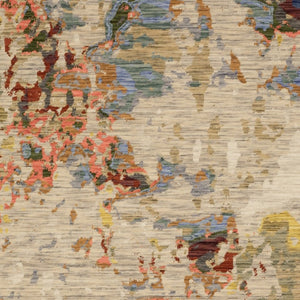 Homeroots 2' Stylish Beige And Red Abstract Area Rug With Fringe - Perfect Accent For Any Room Decor 7' X 10' Wool Blend 575917