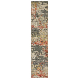 HomeRoots 3' Elegant Beige Pink Abstract Area Rug with Fringe – Soft Wool Blend for Cozy Contemporary Decor 12' Runner 575918
