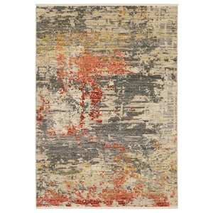 Homeroots 2' Beige And Pink Abstract Area Rug With Fringe – Stylish Design For Cozy Home Décor Upgrade 7' X 10' Wool Blend 575919