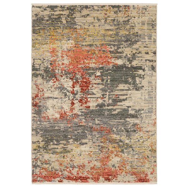 Homeroots 2' Beige And Pink Abstract Area Rug With Fringe – Stylish Design For Cozy Home Décor Upgrade 7' X 10' Wool Blend 575919