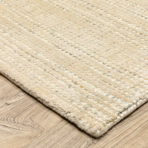 Homeroots 5' Ivory Striped Hand-tufted Area Rug - Add Elegant Texture And Style To Enhance Your Home Decor 8' Runner Wool Blend 575924
