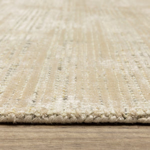 Homeroots 5' Ivory Striped Hand-tufted Area Rug - Add Elegant Texture And Style To Enhance Your Home Decor 8' Runner Wool Blend 575924