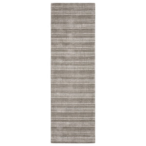 HomeRoots 5' Elegant Ivory and Gray Striped Hand-Tufted Area Rug for Modern and Transitional Home Decor 8' Runner 575926