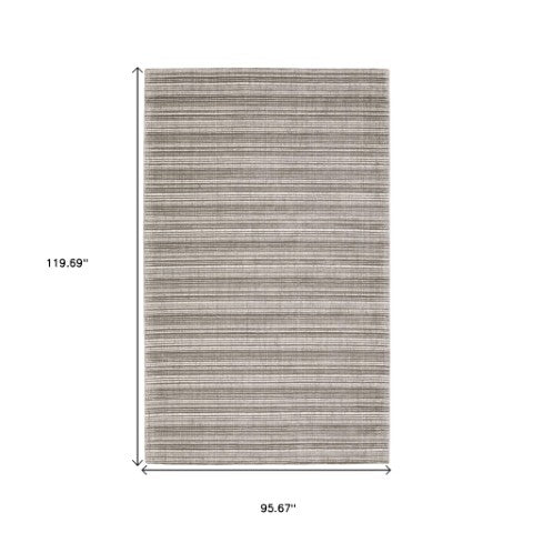 Homeroots 5' Ivory Striped Hand-tufted Area Rug - Add Elegant Texture And Style To Enhance Your Home Decor 8' X 10' Wool Blend 575927