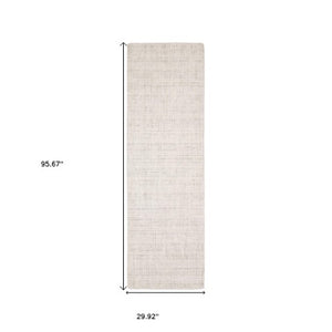 Homeroots 5' Ivory Striped Hand-tufted Area Rug - Add Elegant Texture And Style To Enhance Your Home Decor 8' Runner Wool Blend 575934