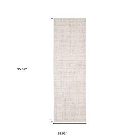 Homeroots 5' Ivory Striped Hand-tufted Area Rug - Add Elegant Texture And Style To Enhance Your Home Decor 8' Runner Wool Blend 575934